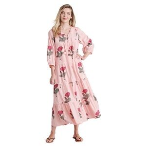 Pink Chicken Indira maxi tiered boho Marigold print dress, size XS